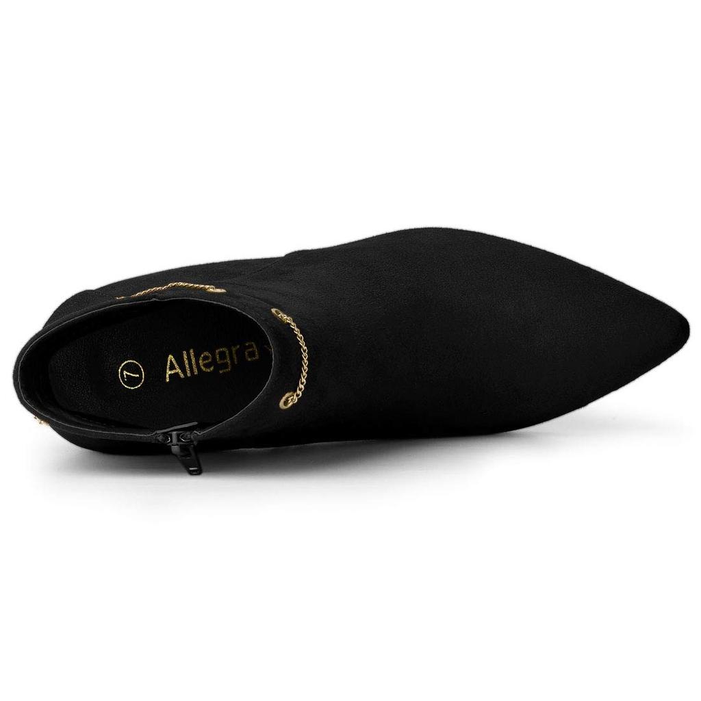 Allegra K Women's Black Ankle Boots with Side Zipper and Stiletto Heels, Size 27.5cm