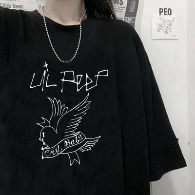 Lil Peep Prints Dámské tričko Měkké Prodyšné Krátký rukáv Street Hip Hop Trend Top Ležérní Dámské oblečení