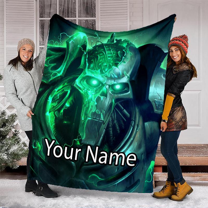 Custom Name Warhammer 40K Theme Printed Blanket - Perfect for Couch, Bed, Travel & Outdoor Use | Machine Washable, Cozy & Durable.
