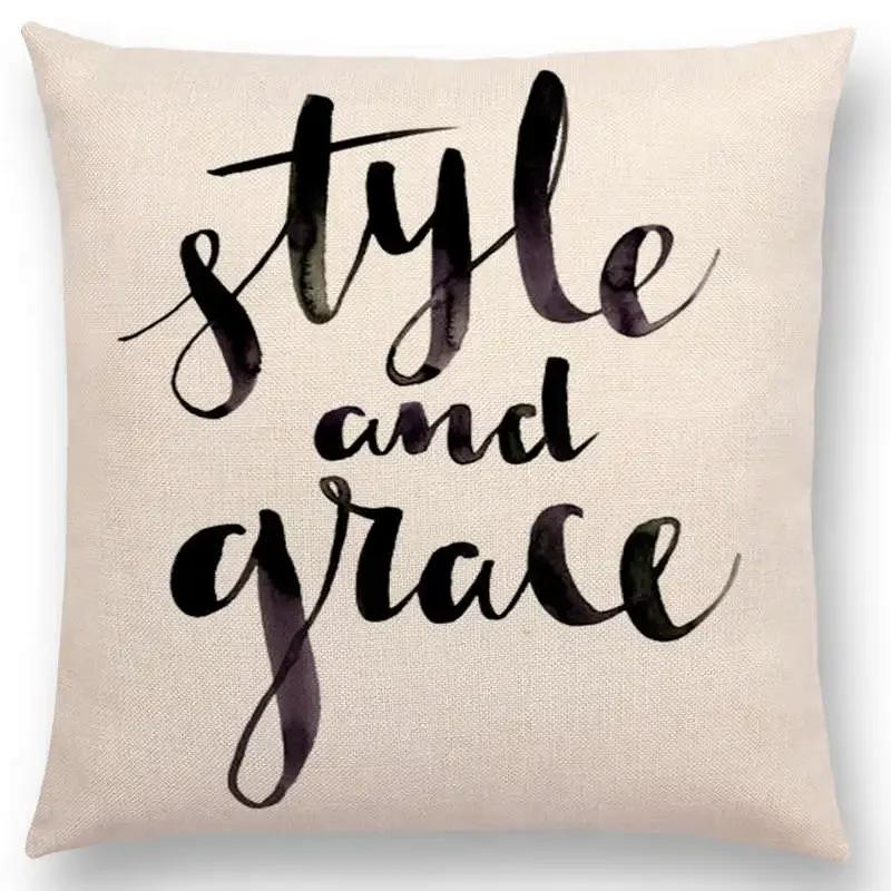 Newest Black Letter Brave Confidence Hope Forceful Warm Words Cushion Cover Christmas Gifts Sofa Throw Pillow