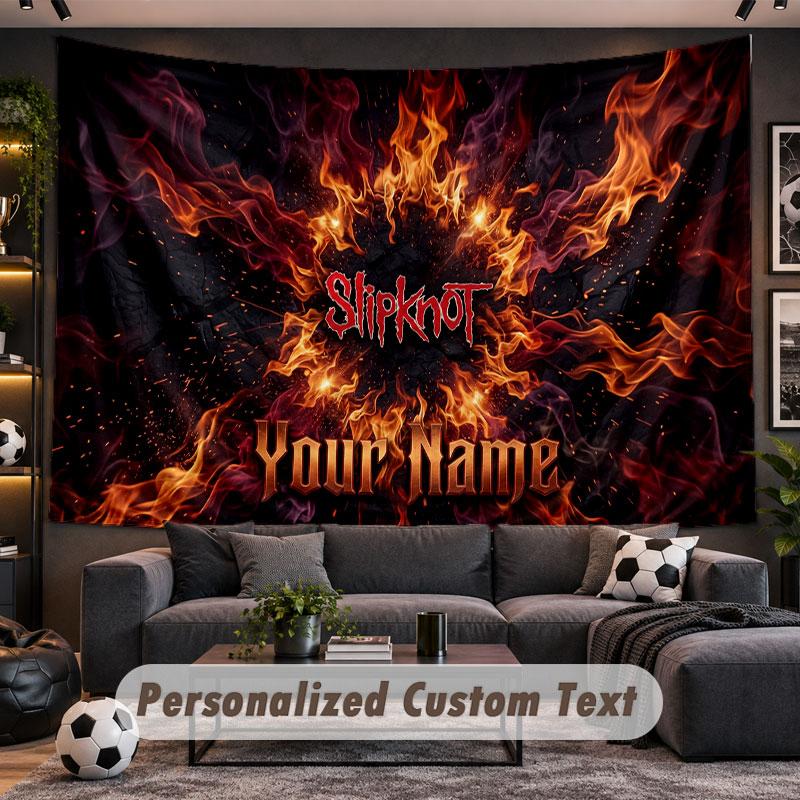 Wall Hanging Tapestry Custom NameSlipknot Pattern Personalized Printed Fabric Wall Decor