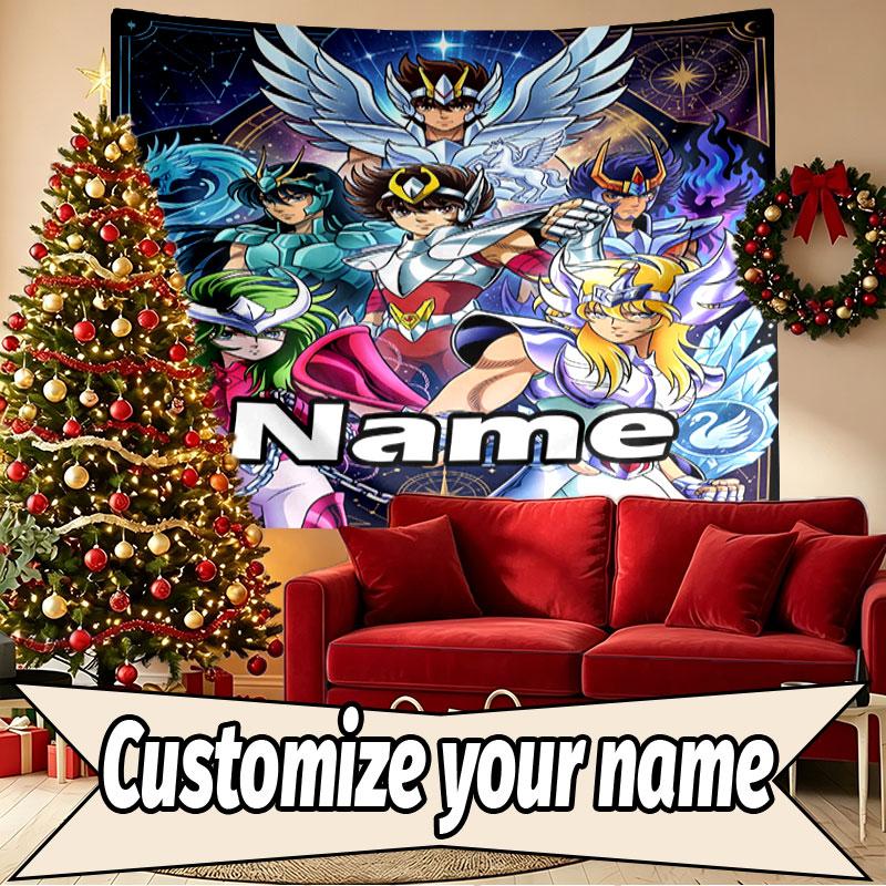 Custom Name Personalized Saint Seiya Print Tapestry, Wall Art Decor, Bedroom, Dorm, Apartment, LivingRoom, Party Backdrop, Gift for Birthday