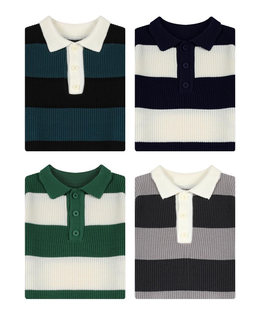 NODU [2Pack] Couple Bold Hacci Collar Knit