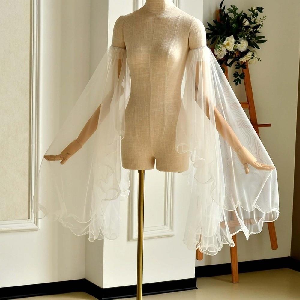 1 pair Chiffon Fabric Arm Covers Flare Shape Detachable Cuffs Fake Sleeves Bridesmaids