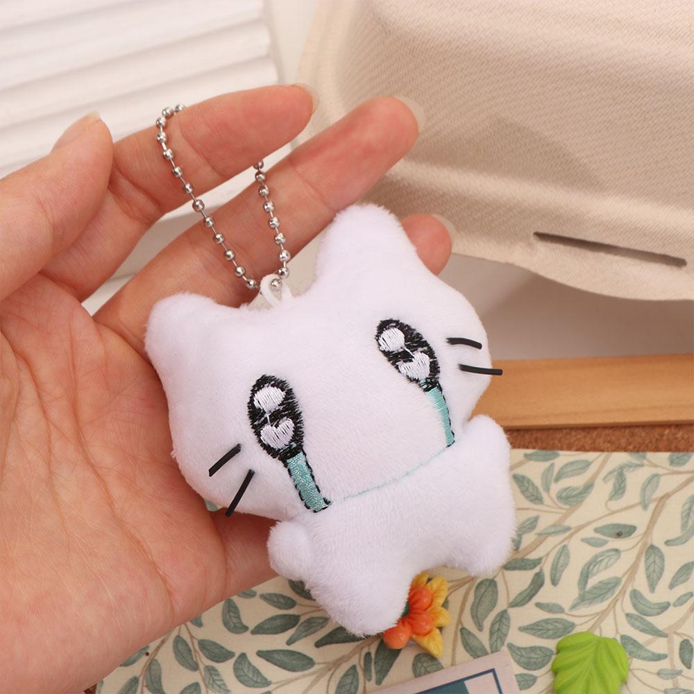 Funny Earphones Cat Pendant Bag Hanging Key Ring Bag Hanging Sad Cat Doll Keychain Couple