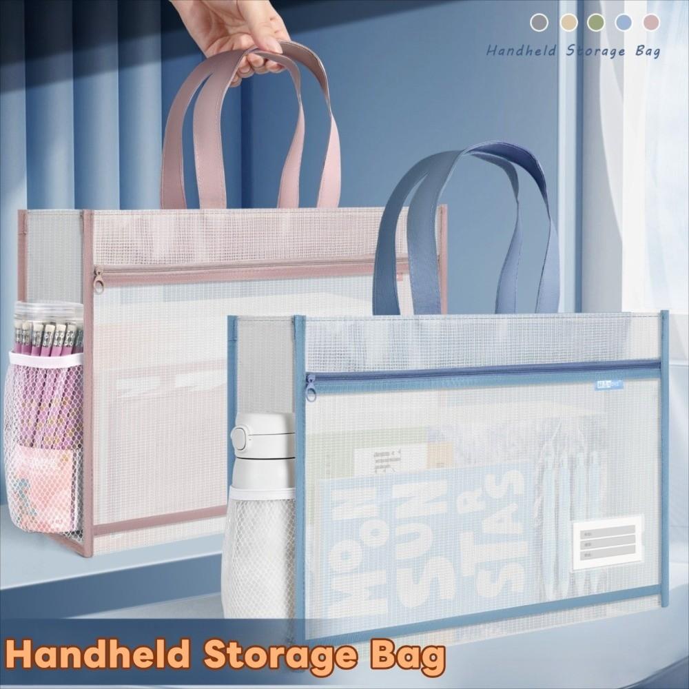 A3 Mesh Art Bag Transparent File Storage Bag Reusable 8k Sketch Drawing Album Handbag Stationery