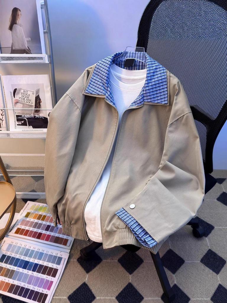 2025 Herbst Miu Stil Khaki Harrington Retro Zweiteilig Collegejacke für Damen