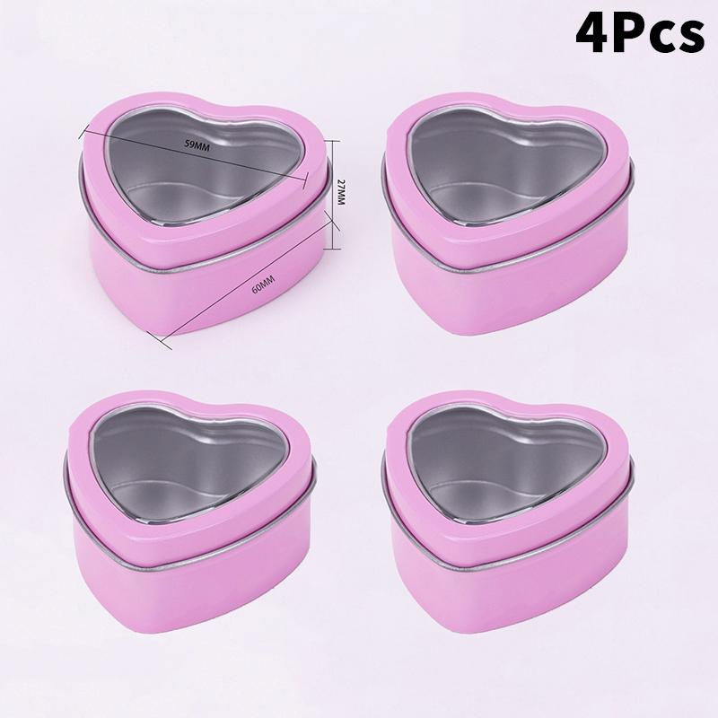 Heart-Shaped Gift Boxes, Tin Heart-Shaped Empty Jars With Lids, Mini Jewelry Boxes/Spice Boxes