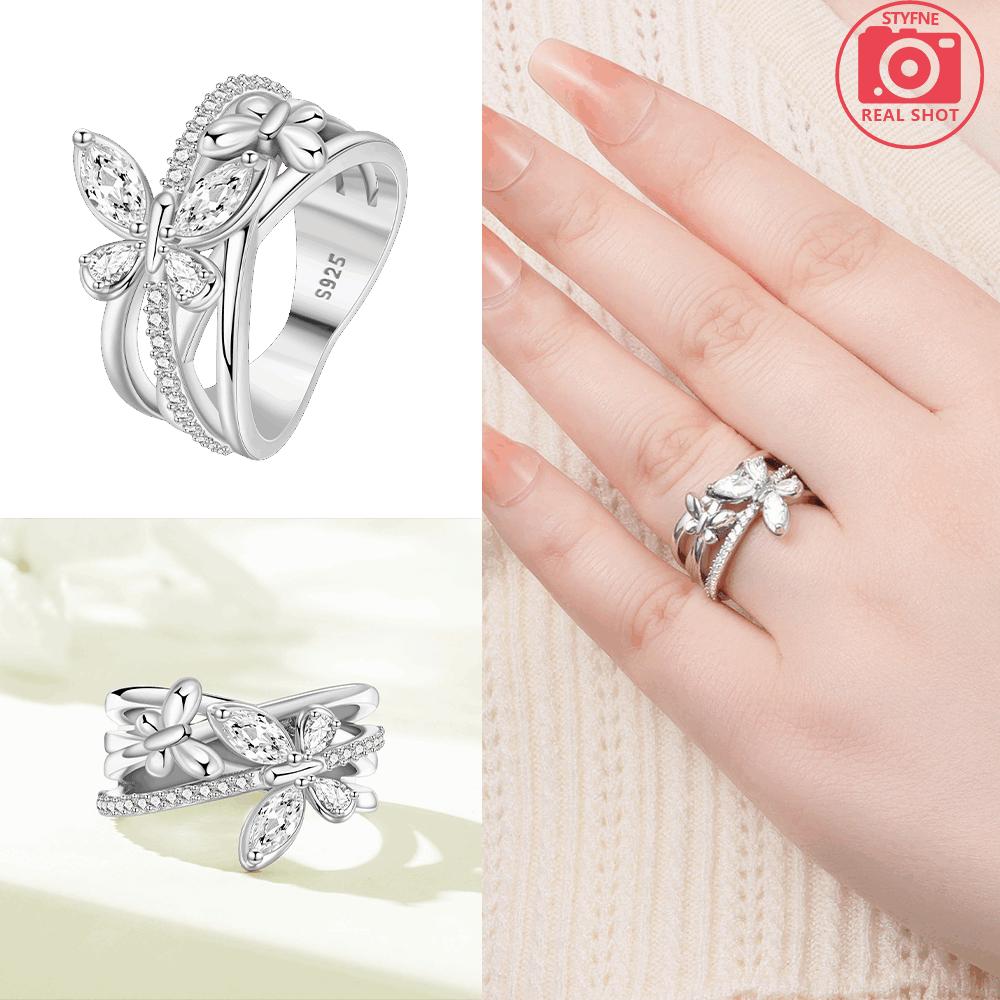 

Exquisite 925 Silver Purple Iris Flower Woman s Ring Anniversary Fine Gift Women Jewelry Blue Zircon Butterfly Ring 9