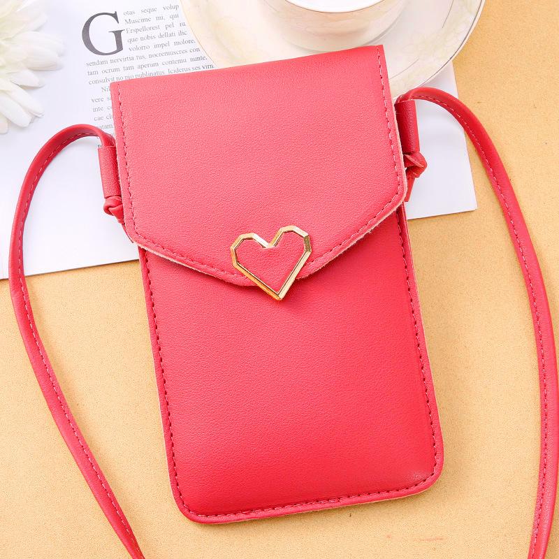 Lock Crossbody Transparent Mobile Phone Wallet Female Solid Color Buckle Small Wallet