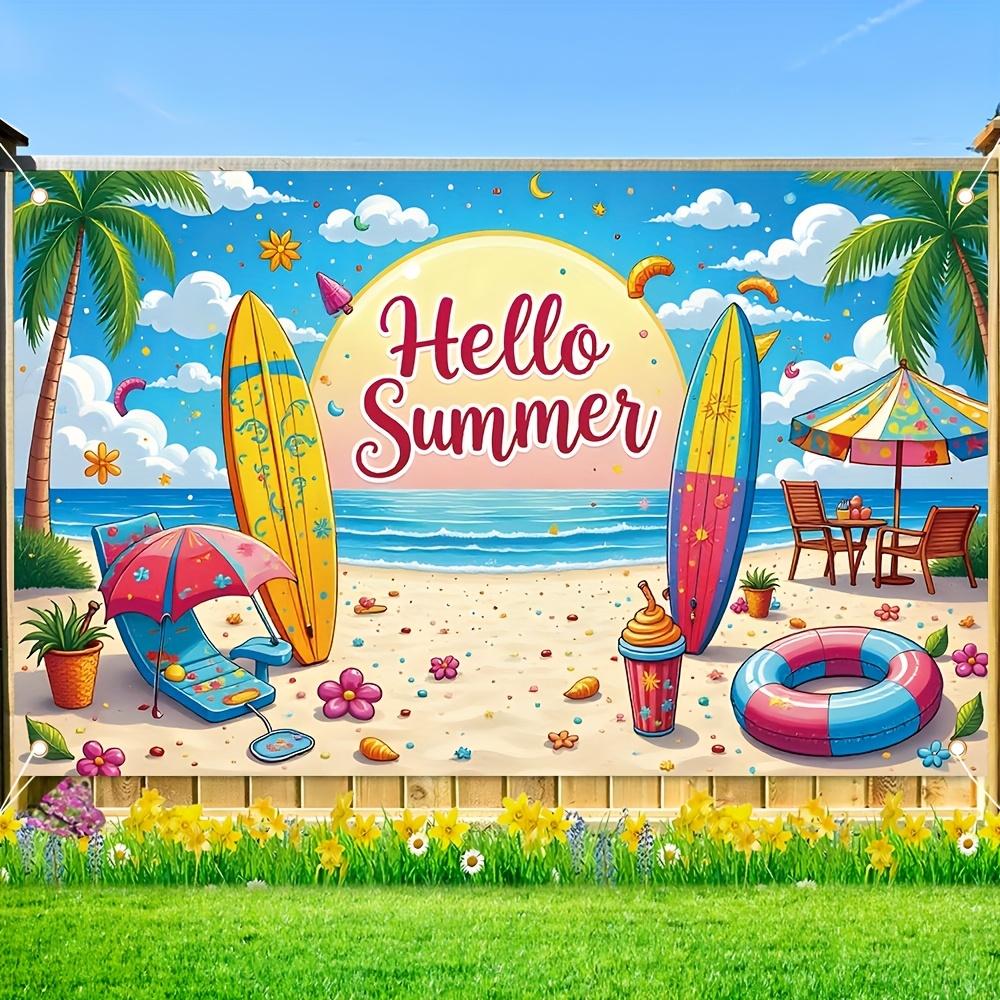 1 Piece of 2D Flat Banner, Summer Banner, Made of Polyester, for Summer Party Decoration, Beach Party Decoration Banner