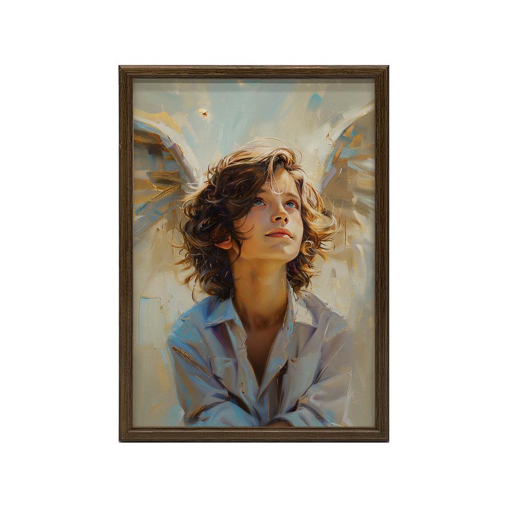 Plakat Niebiański Chłopiec Plakat Niebiański Chłopiec, 30X40 Cm, Rama Drewniana Ciemny Brąz, Papier Matowy 230 Gsm