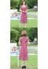 Elegant Summer Floral Dress for Middle-aged Women - Chinese National Style, Short Sleeve Maxi