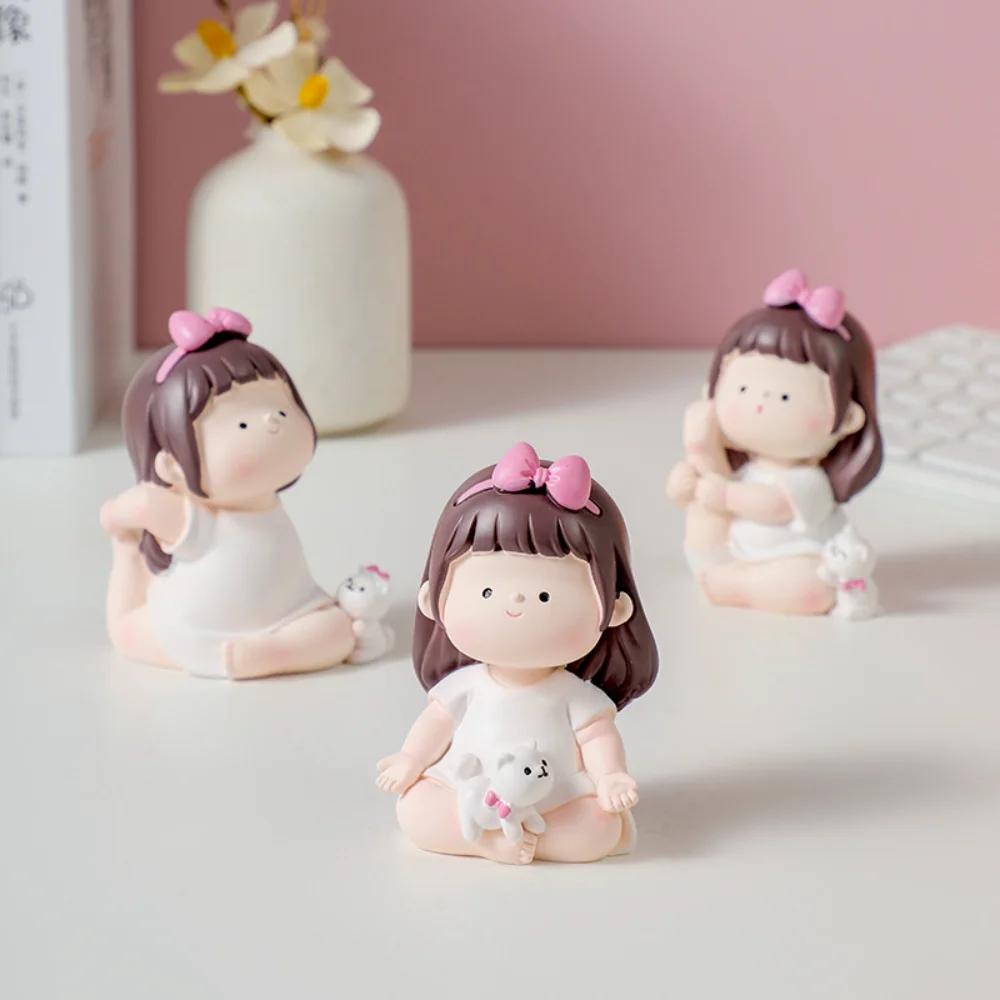 Cartoon Cute Yoga Little Cute Girl Sports Girl Car Ornament Birthday Cake Baking Decorations Student Gifts