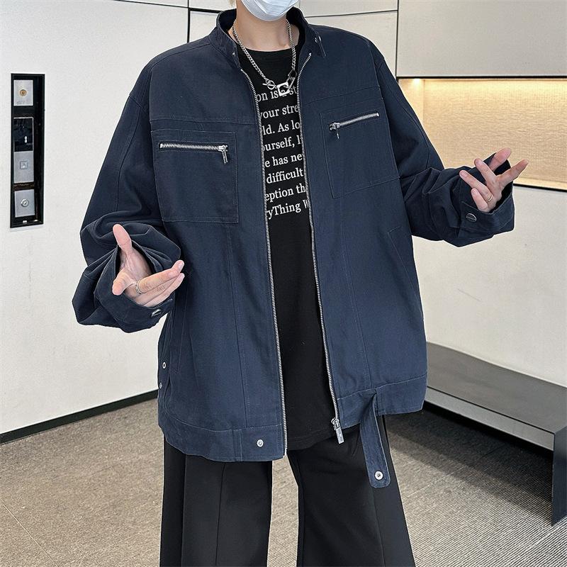 

Spring and Autumn New Retro Stand Collar Cargo Jacket Women s Casual Baseball Uniform Loose Ruffian Handsome Men s Top 3XL