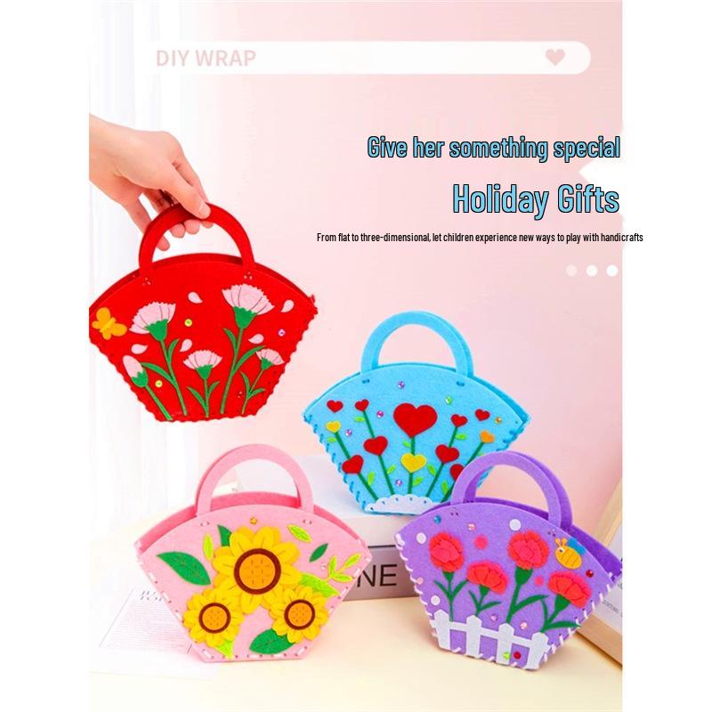 Mother's Day Bouquet Handbag DIY Sewing Kit – Fun Non-woven Fabric Gift for Kids To Make for Mom