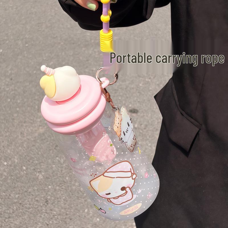 High-Temperature Resistant Tritan Plastic Cartoon Straw Cup for Women & Kids