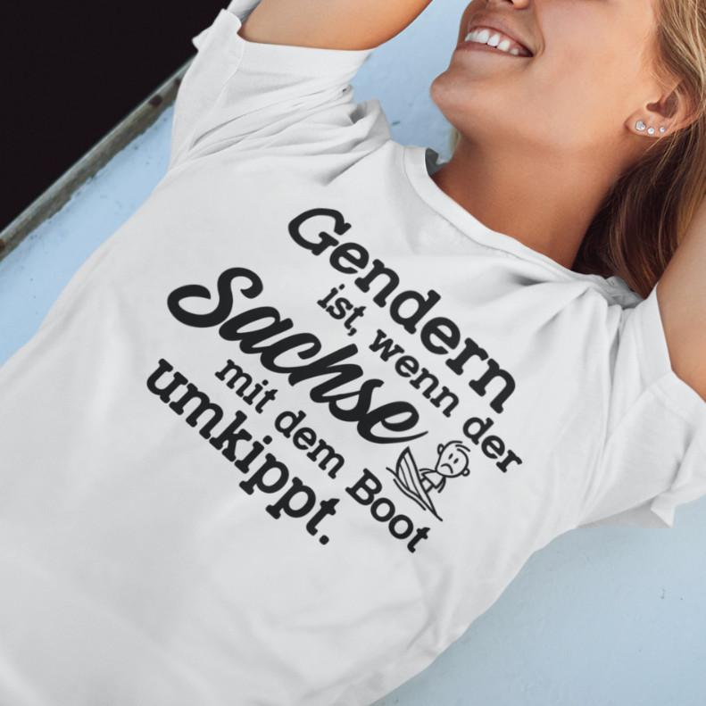 

Gendering is when the Saxon tips over with the boat Fun Funny Ladies T-Shirt 4XL