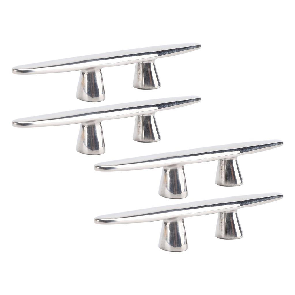 4PCS 6in Open Base Boat Cleat 316 Stainless Steel Polished Dock Cleats Tie Down for Yacht Cargo Ship Speedboat