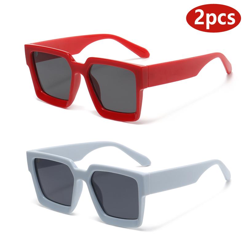 Motorcycle 2pcs Large Square Sunglasses Men Women Classics Brand Designer Glasses Unisex Ins Popular Shades Driving Goggle UV400