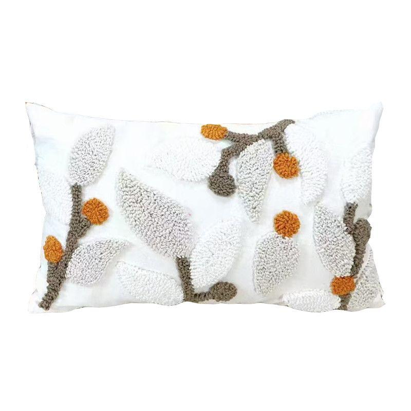 Nordic French Cream 3D Embroidered Sofa Pillow Cover 45x45cm Decorative Bed Cushion Case