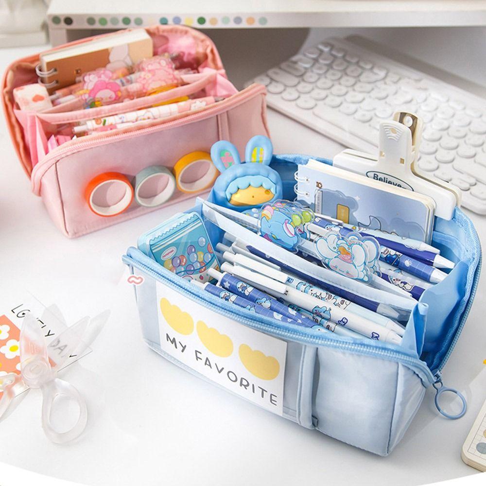 Großes Federmäppchen Leinwand Stiftebox Tragbare Stifttasche Schule Büro