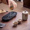 Baizi'en Landscape Lotus Coarse Pottery Portable Travel Tea Set