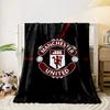 Red-and-white Crest with Manchester United Text On a Black Background. for All Seasons Blanket Lunch Break Throw Gift
