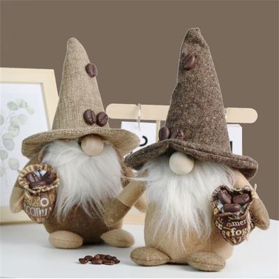 Coffee Gnome Chef Costume Figurines Standing Plush Faceles Doll Scandinavian Tomtes Nisse Swedish Gnome Bar Shop Decors