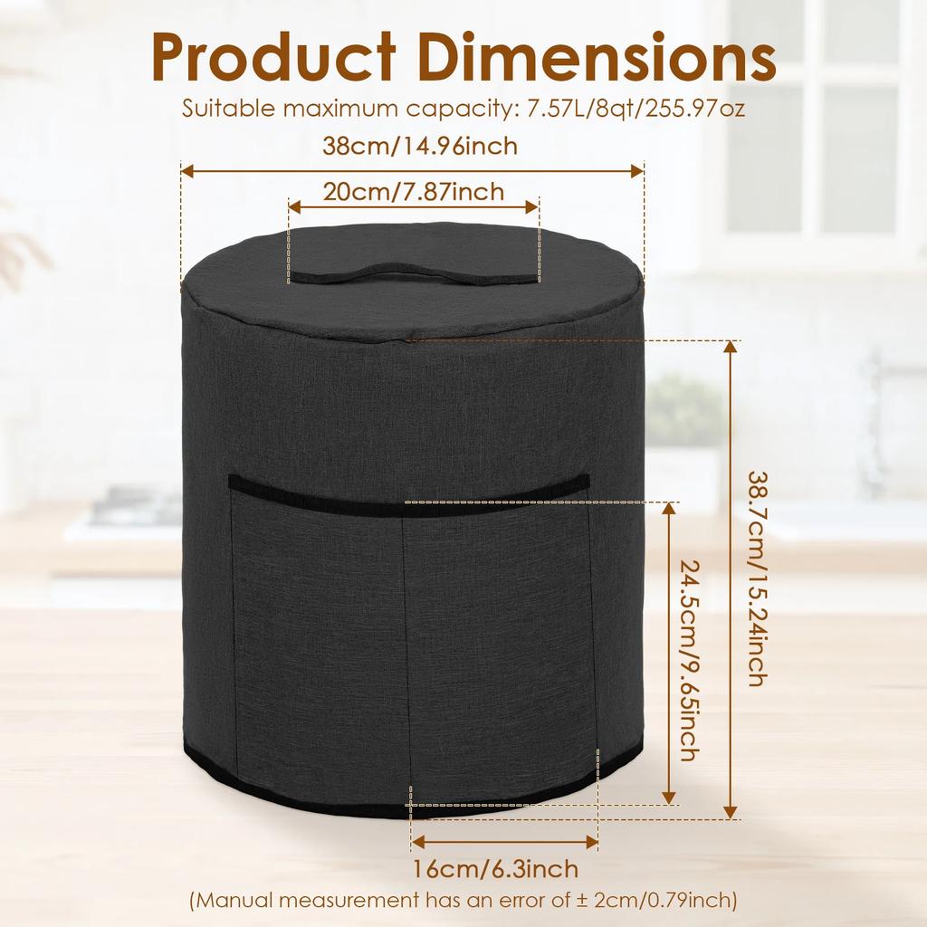 Air Fryer Dust Cover Polyester Small Appliance Protective Cover with Pocket and Carrying Handle Kitchen Rice Cooker Dust Cover