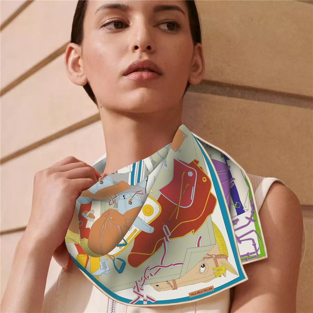 70CM Docorative Double-Side Printed Imitation Silk Scarf Roll Edge High Quality Women Scarf Wraps Echarpes Foulards