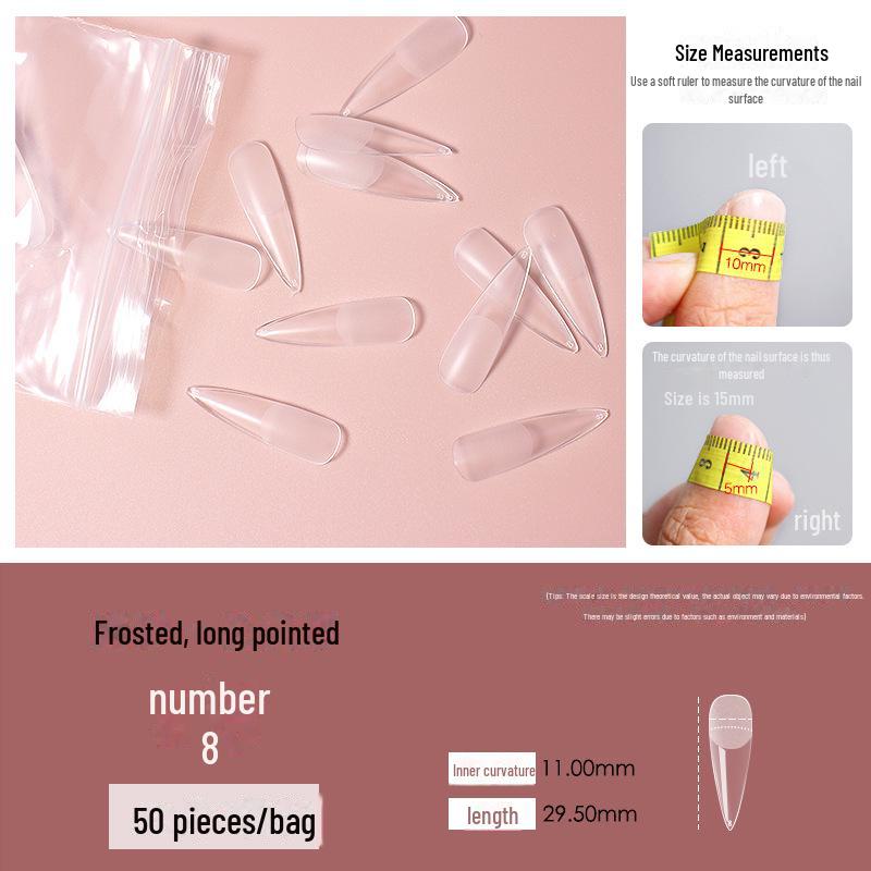 "50-delige Naadloze Transparante Trapeziumvormige Gematteerde Puntige Enkele Maat Nageltips" (0-11) voor Salons"
