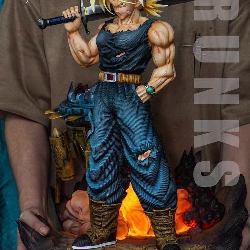 34cm Studio Dragon Ball Super Saiyan Trunks Statue Sword Wielding Anime Action Figure Desktop Decoration Gift Model JJ Z GK Round Sensory Compression