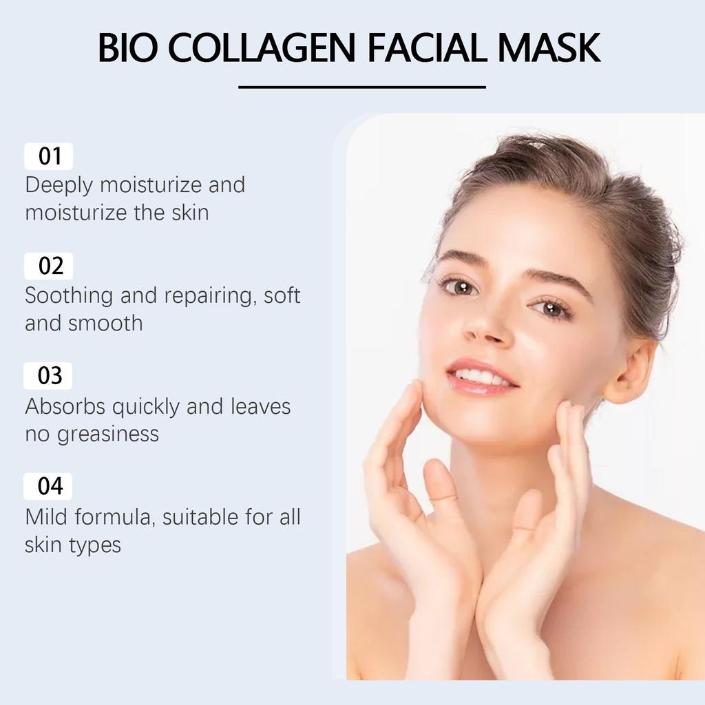 Tiefenwirksame Collagen-Faltenlifting-Maske Collagen-Maske Bio-Collagen-Gesichtsmaske Collagen-Filme Tief feuchtigkeitsspendende, straffende Hydrogel-Maske für die Nacht 4 Stück/Box 1 ml