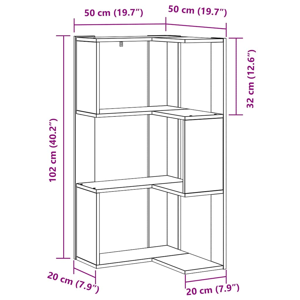 Bookshelf Black Oak Effect 50 x 50 x 102 cm