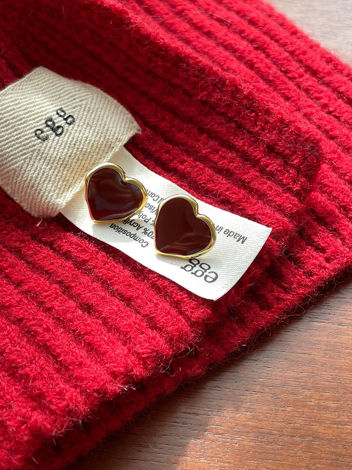 

Серьги-гвоздики Love из серебра 925 пробы с красной капельной глазурью, изысканные женские серьги-кольца из ниши, простые серебряные серьги, простые модные новогодние серьги 925 silver needle