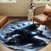 Godzi-lla Destruction Round Rug for Livingroom,Bedroom, Palyroom, Chair Rug, Area Rug, Circle Carpet, Large Size Decor Fan Christmas Gift