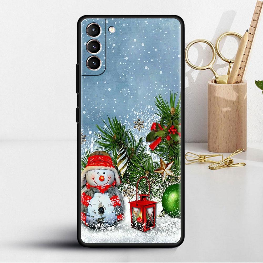 Cartoon Snowman Christmas Soft Case For Samsung Galaxy S22 S20 FE S21 S10 S9 Plus S8 Note 20 Ultra 10 Lite Phone Cover Shell