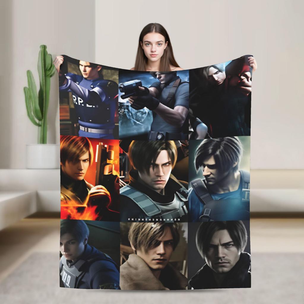 Leon Kennedy Blanket Adults  Flannel Throw Blanket For Sofa Home Comfortable Design Quality Bedspread Gift