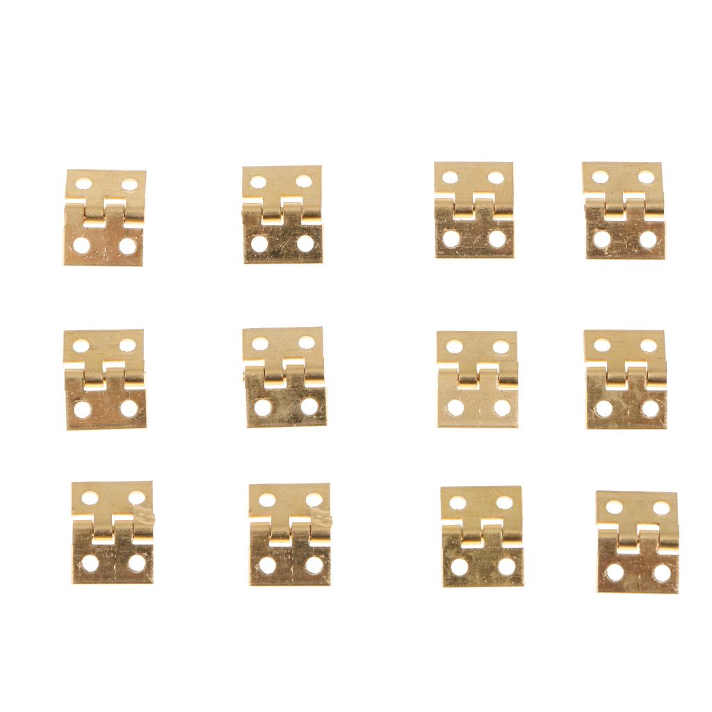 12x Mini Metal Hinge Jewelry Cigar Box Dollhouse Hinges with Screws, 8x10mm