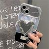 3D Silver Planet Love Heart Mirror Metal Bracket Phone Grip Tok Holder For iPhone Accessories Finger Ring Stand Gift