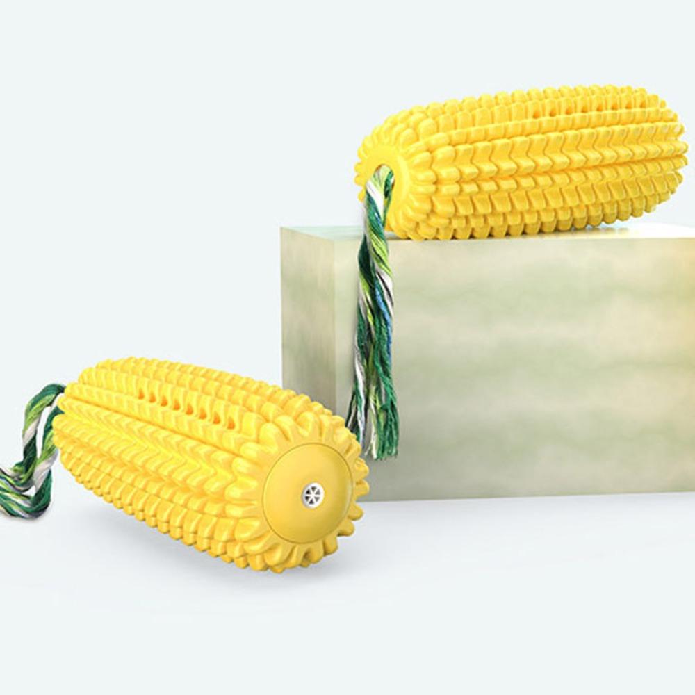 Corn Shaped Squeaky Dog Toothbrush Chew Toy Durable Teething Pet Supplies