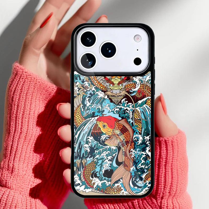 Koi Carp Fish Japanese Skull Tattoo Phone Case for iPhone 17 16 15 14 13 Pro Max Back Cover for 12 11 Pro Coque