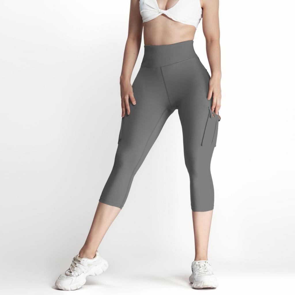 Womens Stretch Yoga Leggings Fitness Running Gym Sports 3/4 Length Active Pants Flared Trousers