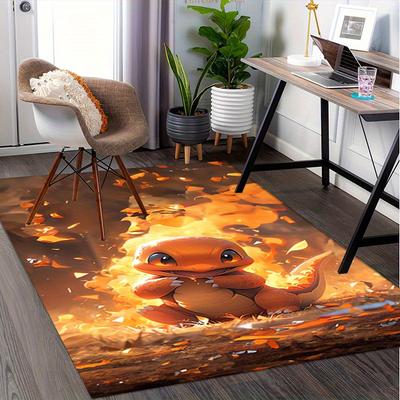 Office Carpet: Charmander Themed Sofa Rug for Under Chairs, Protection Mat Cute Pokémon Deco