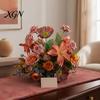 Lifelike Faux Floral Centerpieces Artificial Table Flower Arrangement, Mixed Lily Rose Silk Fake Bouquet, Elegant Vintage Style Decor for Dining