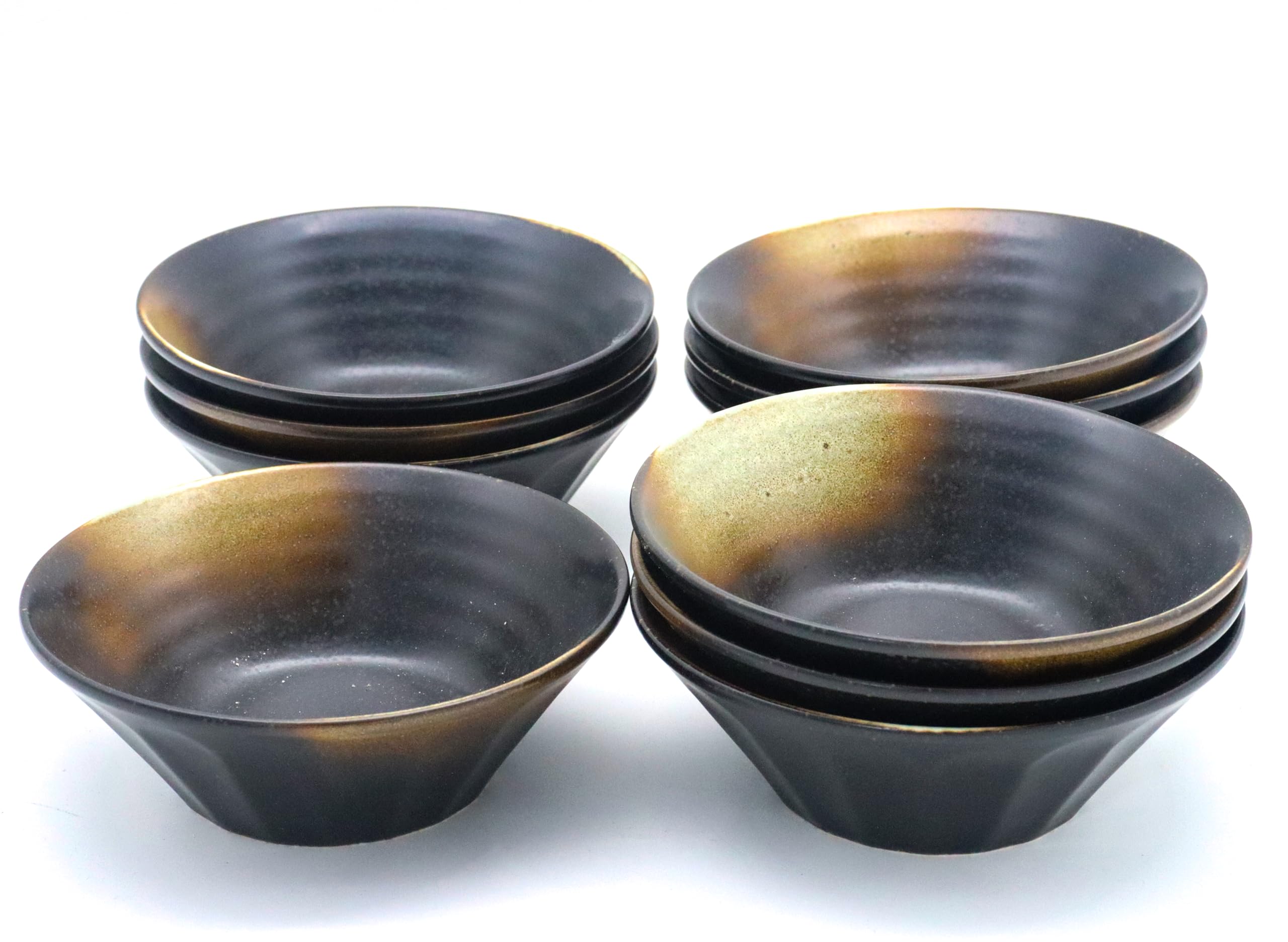 

Mino Ware Japanese Cafe Series Chrysanthemum Pattern Small Bowls, Black Blown, Set of 10 (Size: H5 x W13.8 x D13.8cm)