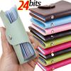 Nouveau Porte-Cartes pour Embouts à 24 Emplacements Sac Simple Couleur Unie Pochette pour Femmes Hommes Organisateur de Cartes de Crédit ID Portefeuille Porte-Cartes en Cuir