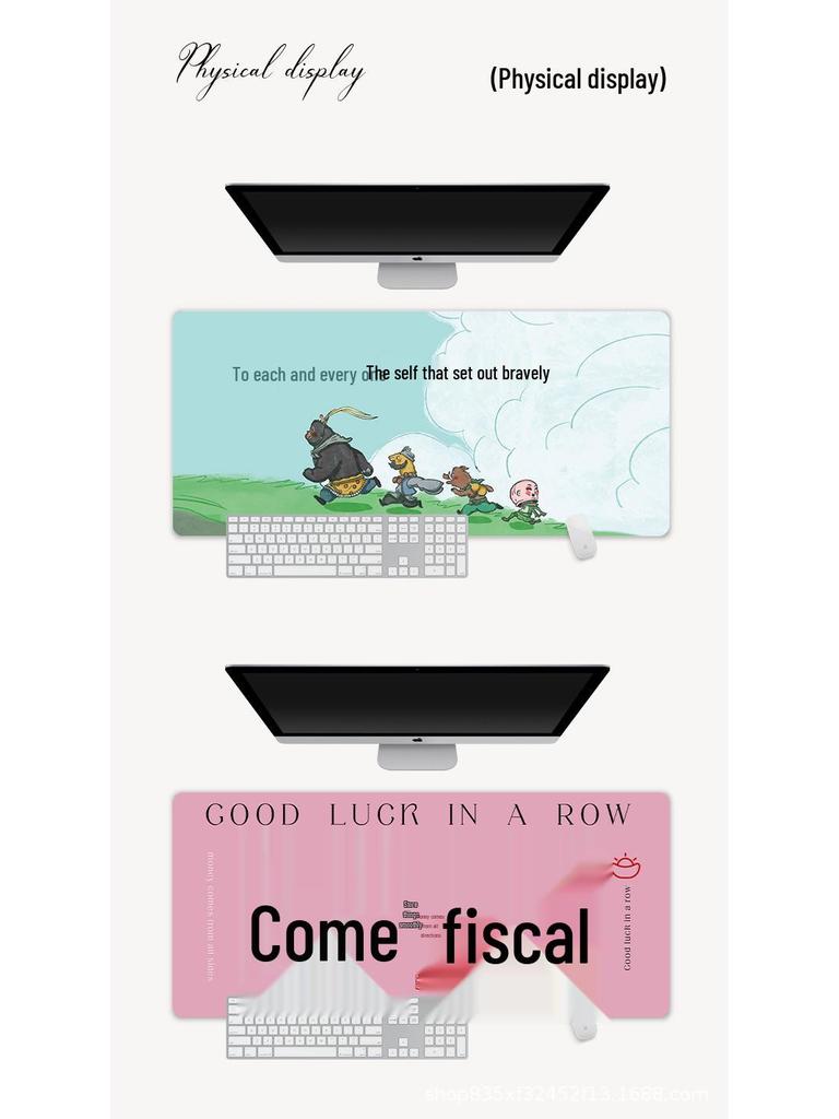 Extra Large Cartoon Text Mouse Pad - Customizable Girls' Desktop Keyboard Pad