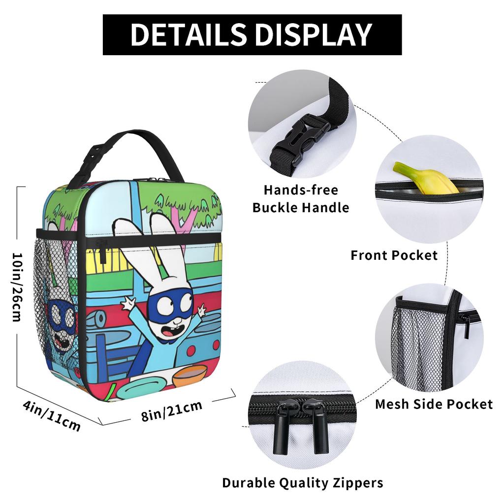 Cute Bunny Simons Super Rabbit Insulated Lunch Bag Portable Meal Container Cooler Bag Tote Lunch Box Office Outdoor Food Bag